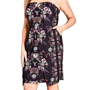 City Chic Mirror Peacock Strapless Dress NWT XS size 14